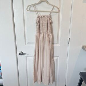 H&M Elegant Cream Smocked Maxi Dress